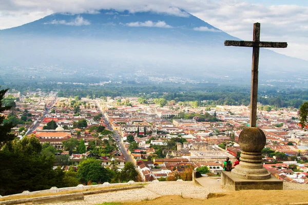 Vista Cerro Cruz Antígua Guatemala América Central Antígua Antiga Capital — Fotografia de Stock