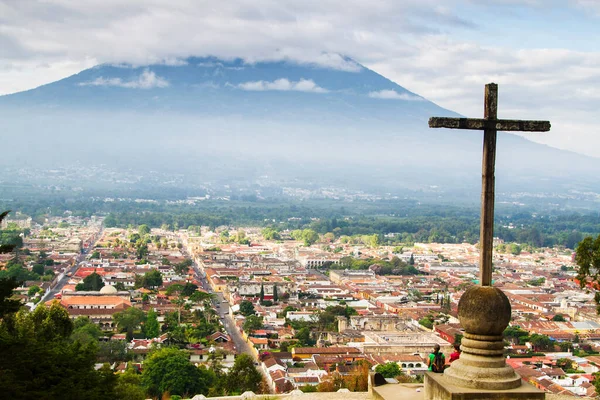 Vista Cerro Cruz Antígua Guatemala América Central Antígua Antiga Capital — Fotografia de Stock