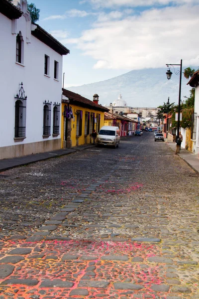 Antigua Guatemala Abril Vista Edificios Colores Coloniales Antigua Guatemala Abril — Foto de Stock