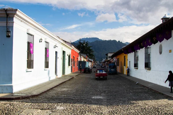 Antigua Guatemala April Вид Колоніальних Колоритних Будівель Антигуа Гватемала Квітня — стокове фото