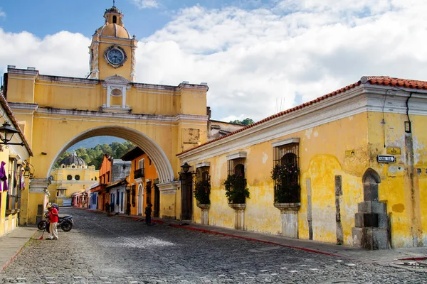 Antigua Guatemala Abril Vista Edificios Colores Coloniales Antigua Guatemala Abril — Foto de Stock