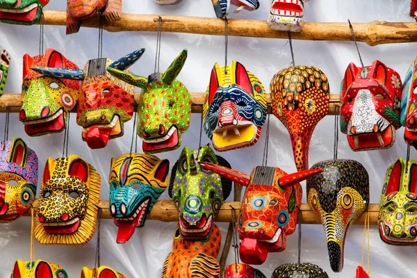 Máscaras Madeira Maia Para Venda Chichicastenango Guatemala América Central — Fotografia de Stock