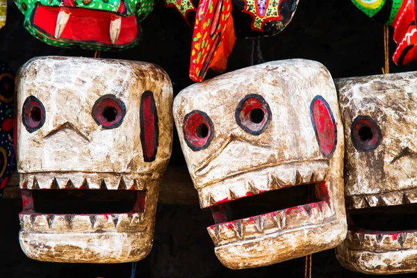 Máscaras Madeira Maia Para Venda Chichicastenango Guatemala América Central — Fotografia de Stock
