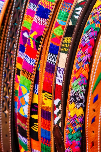 Woven Belts Чичикастенанго Гватемала Центральная Америка — стоковое фото