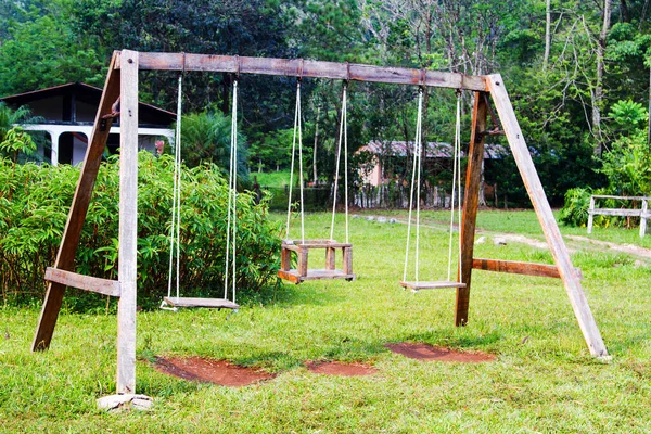 Gran Equipo Juegos Para Niños Madera Cerca Granja Guatemala América — Foto de Stock