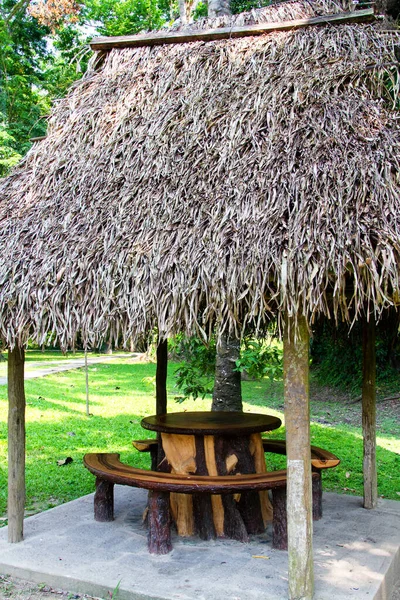 Mobilier Jardin Bois Quirigua Guatemala Amérique Centrale — Photo