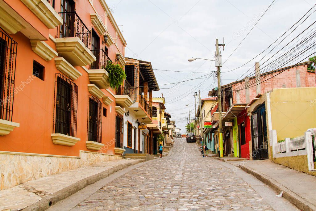Idyllic street in Copan Ruinas, Honduras, Central America