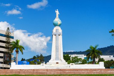 Jesus Christ stutue on the globe (Monument to the Divine Savior of the World), San Salvador, El Salvador, Central America clipart