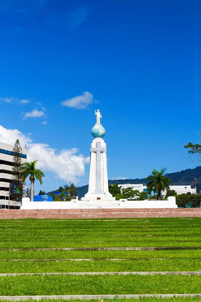 Koktejl Ježíše Krista Zeměkouli Památník Božského Spasitele Světa San Salvador — Stock fotografie
