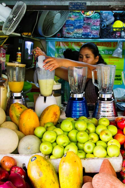 Santa Ana Salvador Mai Propriétaire Une Stalle Jus Fruits Frais — Photo