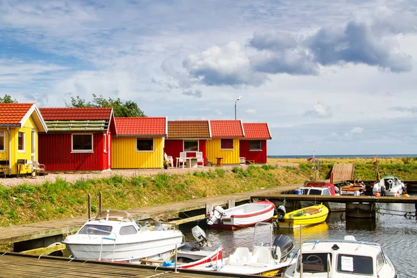 Nexo Denmark June Red Yellow Coastal Wooden Houses Nexo Bornholm — Stock Photo, Image