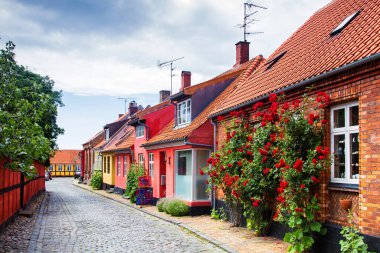 RONNE, DENMARK - JUNE 24: Typical Bornholm architecture in Ronne, Denmark on June 24, 2014. Ronne is the capital of Bornholm island. clipart