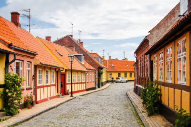 View of a typical street on Bornholm island, Ronne, Denmark clipart