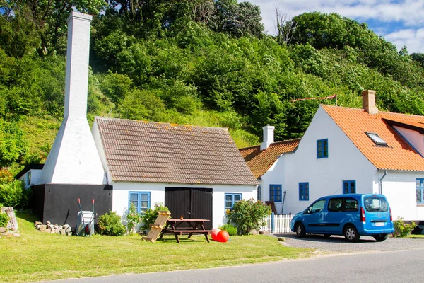 Arquitetura Típica Bornholm Com Uma Chaminé Fumaça Que Usada Para — Fotografia de Stock