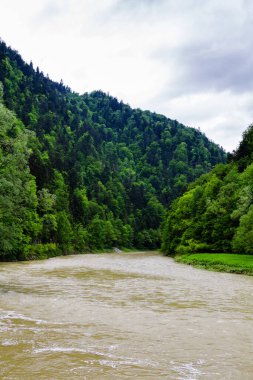 Dunajec Nehri üzerindeki üç taç. Polonya 'daki Pieniny sıradağları. Three Crowns ve Sokolica 'nın güzergahı. Popüler sal noktası.