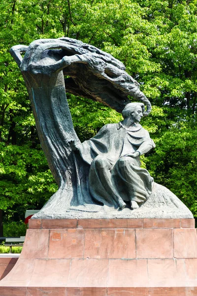 Aviso Polónia Maio 2015 Monumento Chopin Parque Público Lazienki Varsóvia — Fotografia de Stock