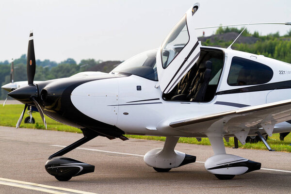 CZECHOWICE-DZIEDZICE, POLAND - JUNE 28: Cessna 172P plane in Czechowice-Dziedzice, Poland on Juny 28, 2015. Cessna is the most popular light aircraft ever built.