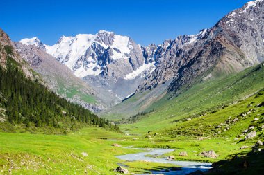 Tian Shan dağlarındaki Alatau Platosu Karakol, Kırgızistan, Orta Asya