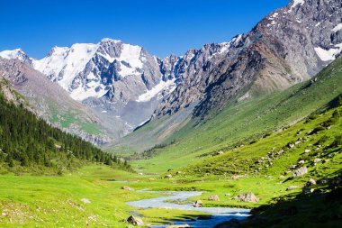 Tian Shan dağlarındaki Alatau Platosu Karakol, Kırgızistan, Orta Asya