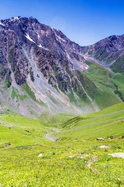 Tian Shan dağlarındaki Alatau Platosu Karakol, Kırgızistan, Orta Asya