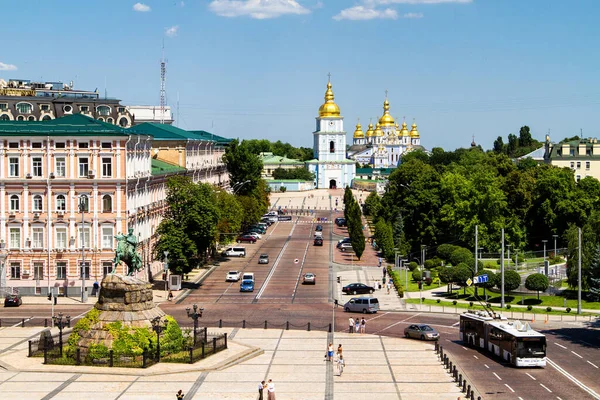 Sophievskaya Meydanı Aziz Sophia Katedrali Nin Çan Kulesinden Görüntü Kiev — Stok fotoğraf
