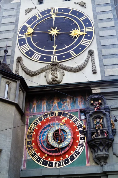 Klocktornet Detalj Bern Zytglogge Gata Schweiz — Stockfoto