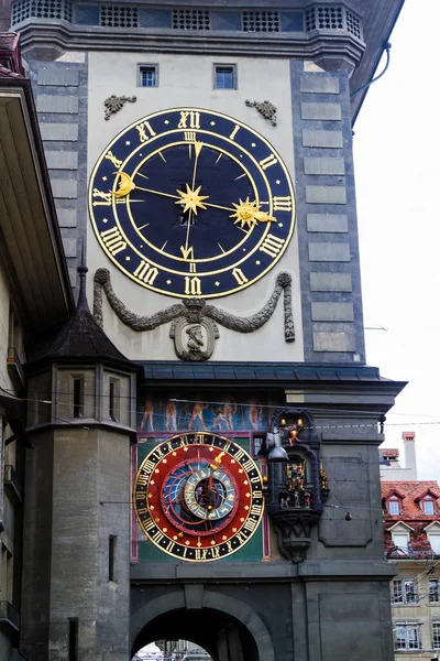 Clock Tower Detail Bern Zytglogge Street Switzerland — стоковое фото
