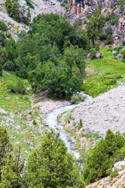 Yazın, Tacikistan, Orta Asya 'daki Fan Dağları' nın Dağ Manzarası
