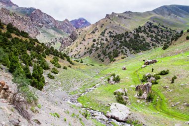 Yazın, Tacikistan, Orta Asya 'daki Fan Dağları' nın Dağ Manzarası