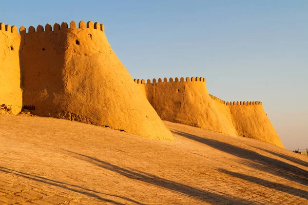 Muro Itchan Kala Ichon Qala Khiva Chiva Heva Xiva Chiwa — Fotografia de Stock