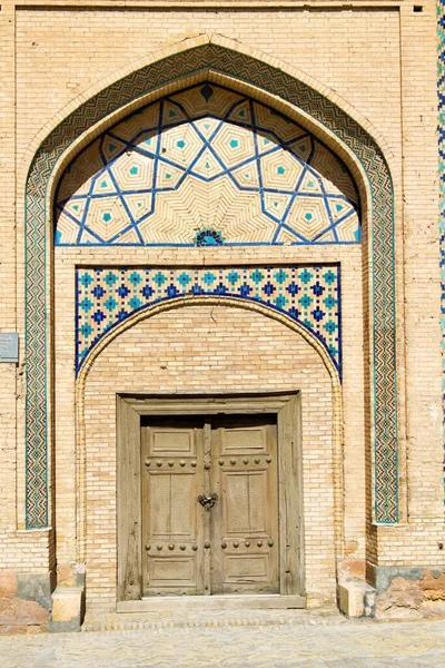 Puerta Pared Con Decoración Floral Tradicional Khiva Uzbekistán Asia Central — Foto de Stock