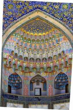 Semerkant Camii 'ndeki Fresco, Özbekistan Cumhuriyeti. İpek Yolu sitesi.