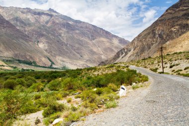 Wakhan Coridor. Marco Polo ipek yolunda Pamir otoyolunun yanında Panj Nehri (Amu Darya) tarafından bölündü. Gorno Badakhsan ili, Tacikistan, Orta Asya