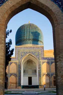 Samarqand, Özbekistan, Orta Asya 'daki Amir Anıtmezarı. Gur-e Amir, fatih Tamerlang 'ın (Amir Temur) gömüldüğü yerdir. Semerkand İpek yolunda yatıyor