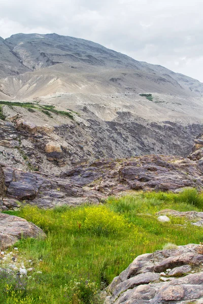 Wakhan Coridor Rozděleno Řekou Panj Amu Darya Vedle Dálnice Pamir — Stock fotografie