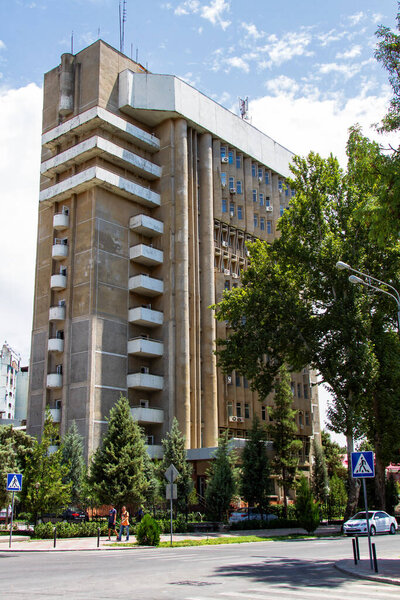DUSHANBE, TAJIKISTAN - AUGUST 1, 2015: Block of flats in Tajikistan capital - Dushanbe. Central Asia.