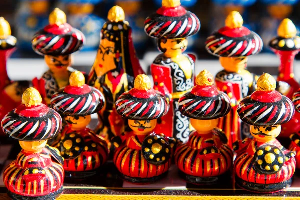 Színes Kézzel Készített Díszített Sakk Figurák Bukhara Üzletekben Üzbegisztán Közép — Stock Fotó