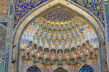 Semerkant Camii 'ndeki Fresco, Özbekistan Cumhuriyeti. İpek Yolu sitesi.