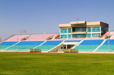 KHUJAND, TAJIKISTAN - 7 Ağustos 2015: Khujand, Tacikistan 'daki futbol stadyumu