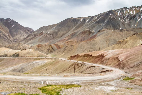 Pamir highway. Marco Polo silk road. Gorno Badakhsan province, Tajikistan. Central Asia Pamir Highway leads from Kyrgyzstan to Murghab via Wakhan valley to Khorog (Afgan border) and then to Dushanbe.