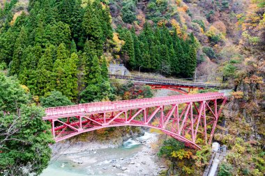 Kurobe Gorge Demiryolu kırmızı köprüsü, Japonya
