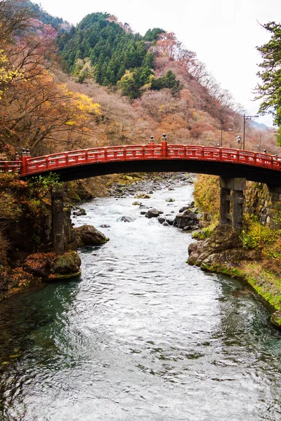 Pont Rouge Sacré Shinkyo Nikko Préfecture Tochigi Japon Nikko Est — Photo