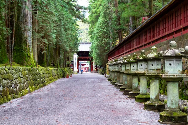 Nikko Japan Unesco World Heritage Site 东绍谷城神龛的一部分 传统石灯 — 图库照片