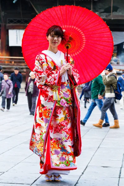 Nagano Japão Novembro Noiva Japonesa Nagano Japão Novembro 2015 Vestido — Fotografia de Stock