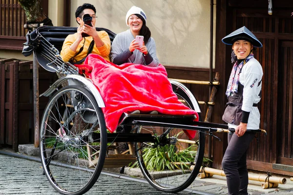 Kyoto Japan November Kiotói Parkban Húzott Riksák 2015 November Ricskshaws — Stock Fotó