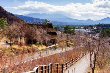 Saiko Iyashi no Sato Nenba Halk Köyü Saiko Gölü. Fuji Dağı yakınlarındaki eski tarihi köy, 5 göl bölgesi, Japonya