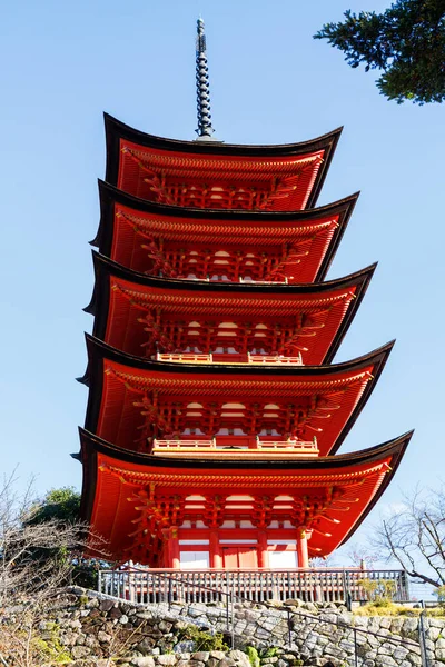 Pagoda Stile Giapponese Nell Isola Miyajima Santuario Itsukushima Jinja — Foto Stock