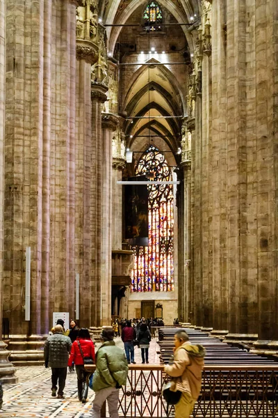 Milano Italia Gennaio 2016 Navata Principale Del Duomo Cattedrale Una — Foto Stock