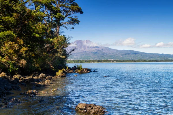 Vista Vulcão Osorno Cidade Ensenada Lago Llanquigue Chile — Fotografia de Stock