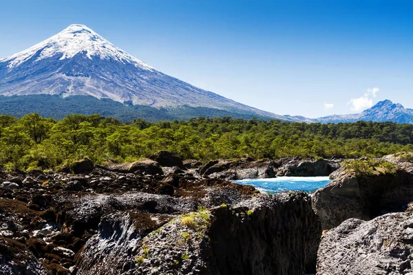 Saltos Del Petrohue Καταρράκτες Και Ηφαίστειο Osorno Στο Εθνικό Πάρκο — Φωτογραφία Αρχείου